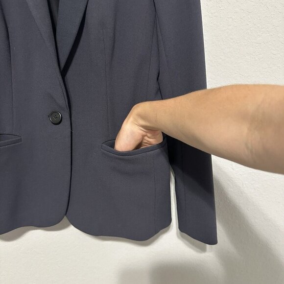 J. Crew Womens Blazer Navy Blue Gray Size 4 Jacket Single Button Wool Blend - Picture 4 of 9